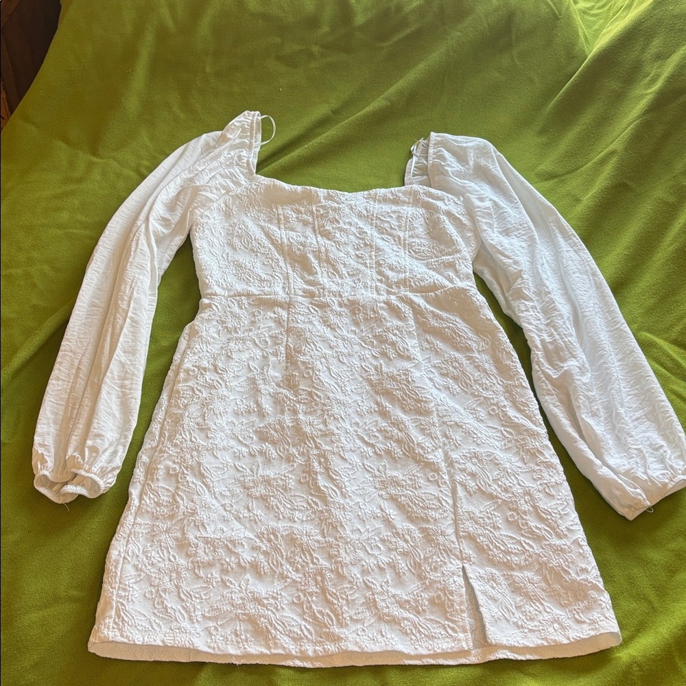 Francesca's Collections White lacy Long Sleeve Dress Barbicore Romantic